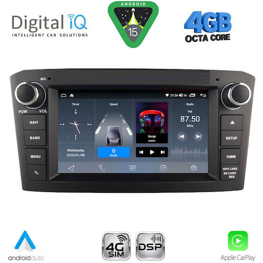 Digital IQ Car Audio System for Toyota Avensis 2003-2009 (Bluetooth/USB/WiFi/GPS/Apple-Carplay/Android-Auto) with Touch Screen 7"