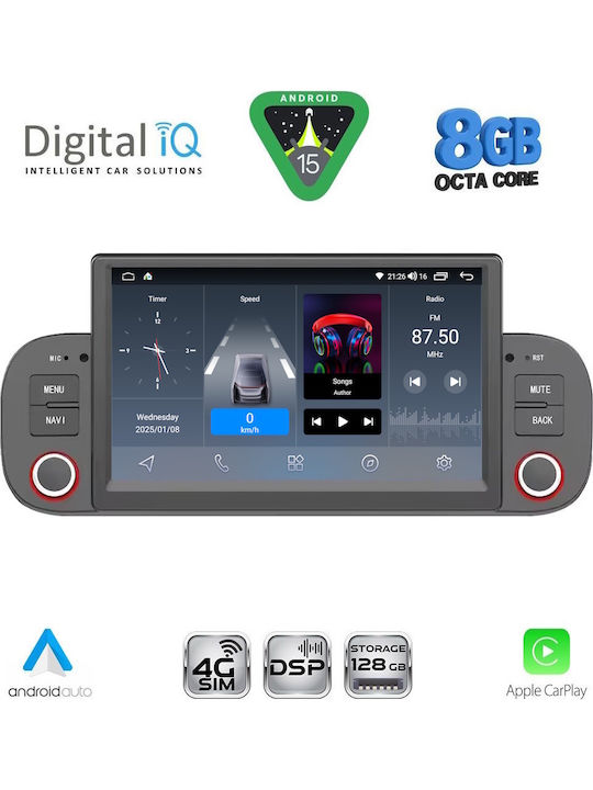 Digital IQ Car Audio System for Opel Astra Fiat Panda 2012-2021 (Bluetooth/USB/WiFi/GPS/Apple-Carplay/Android-Auto) with Touch Screen 7"
