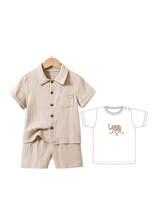 Funky Kids Clothing Set with Beige Shorts 3 Pieces