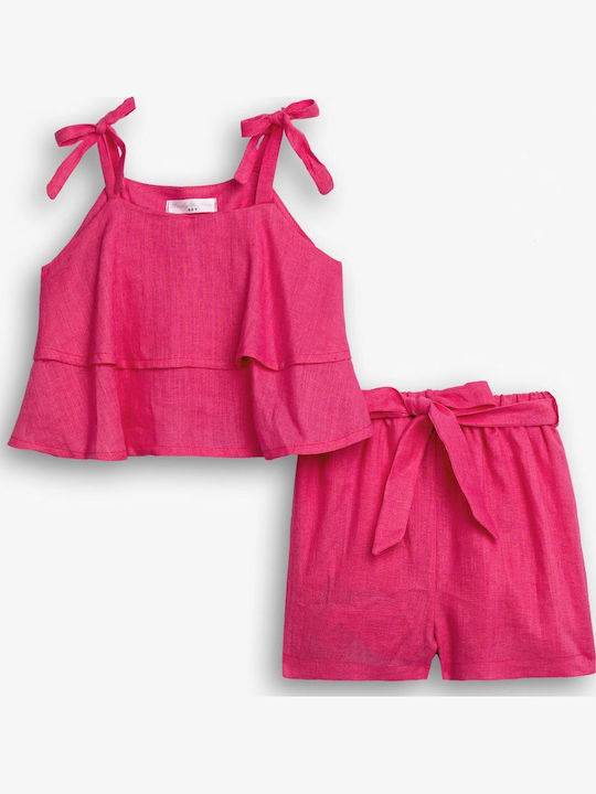 Kinder-Set mit Shorts Sommer 2Stück Fuchsie