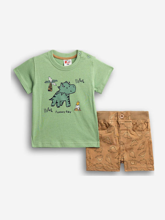 Funky Kids' Set with Shorts Summer 2pcs Beige Funky Kids' Set with Shorts Summer 2pcs Beige