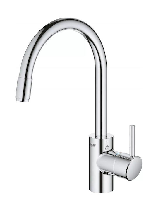 Grohe Μπαταρία Κουζίνας Πάγκου με Αποσπώμενο Ντουζ Ασημί