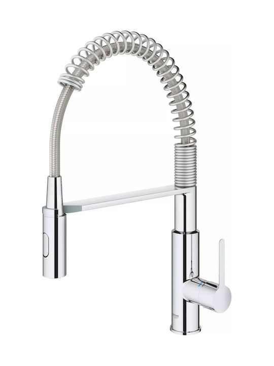 Grohe Μπαταρία Κουζίνας Πάγκου με Σπιράλ Ασημί