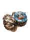 925 Silver Ring Natural Topaz Aquamarine Sapphires Size 16.5