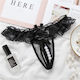 Lace Pearl Open Thong Black Os