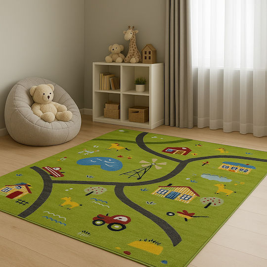 Saray Home 3d Farm Adventure Детско килимче Зелен 160x210см