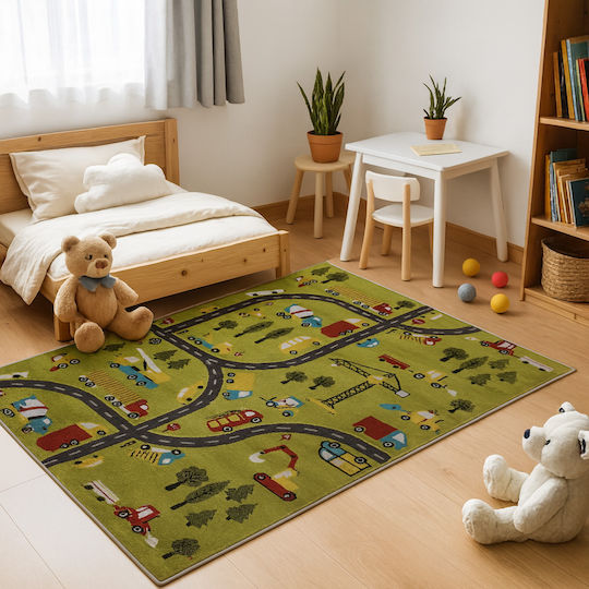 Saray Home 3d City Adventure Детско килимче Зелен 160x210см
