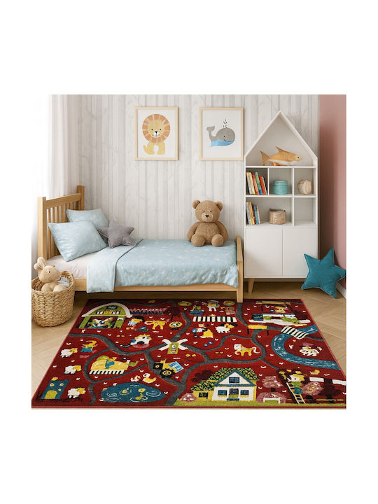 Saray Home 3d Farm Adventure Παιδικό Χαλί Κόκκινο 133x170cm