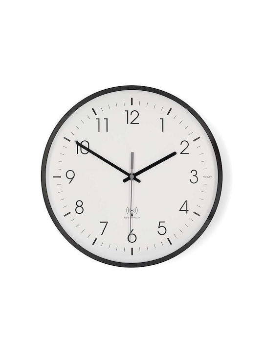 Nedis Silent Wall Clock Plastic Black Ø30cm
