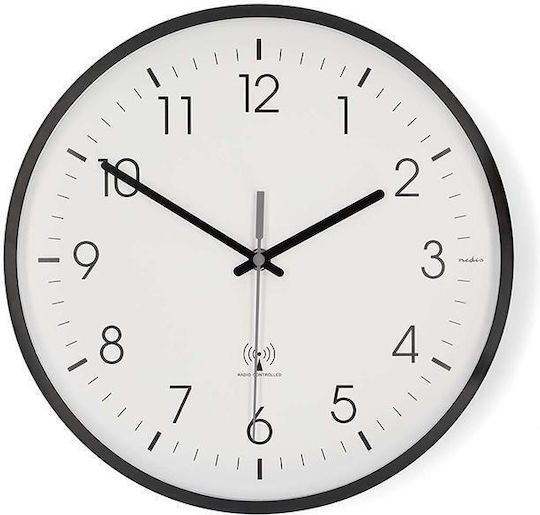 Nedis Leise Wanduhr Kunststoff Schwarz Ø30cm