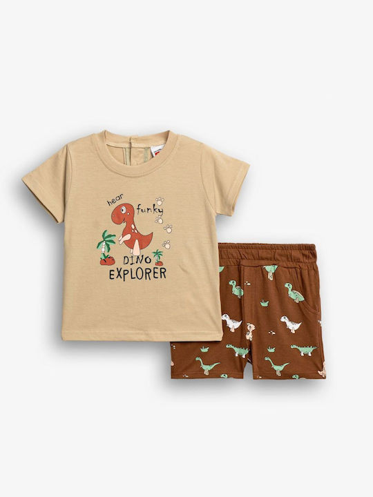 Set pentru copii cu pantaloni Vară 2buc Ecru