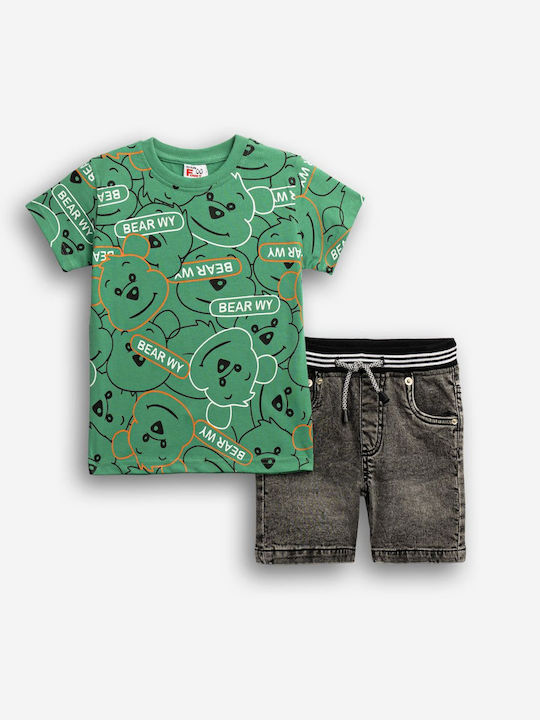 Funky Kinder-Set mit Shorts Sommer 2Stück Schwarz
