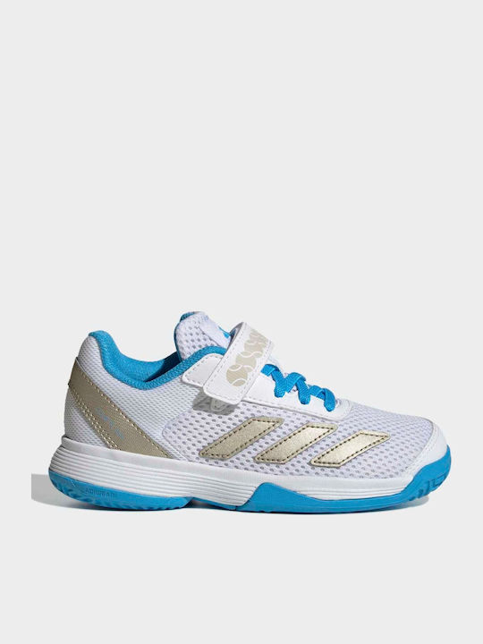 Courtflash Kids Sports Tennis Shoes with Hoop & Loop Closure White