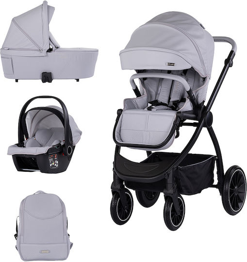 Chipolino Prestige Reglabil 3 în 1 Cărucior pentru copii Potrivit pentru Nou-născut Platină 9.35kg