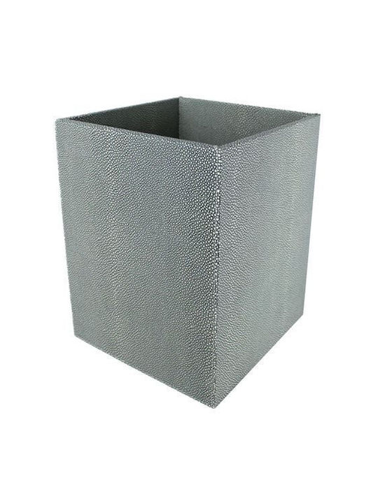 Office Waste Bin Leatherette Gray Blue 22x22x28 Cm