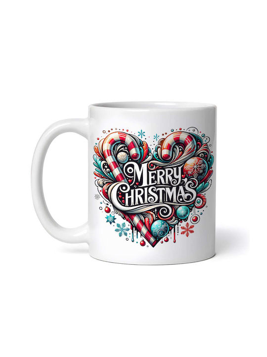 Marry Christmas Heart Iolanda Ornament de masă de Crăciun Cană Alb