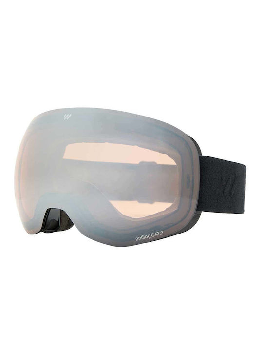 Witeblaze Μάσκα Σκι & Snowboard Ενηλίκων Μαύρη με Φακό σε Μαύρο Χρώμα