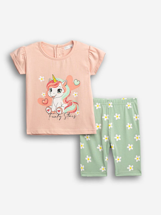 Funky Kids' Set with Leggings Summer 2pcs Pink