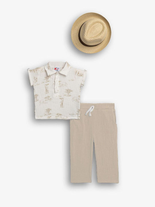 Funky Set pentru copii cu pantaloni Vară 3buc Ecru Funky Set pentru copii cu pantaloni Vară 3buc Ecru