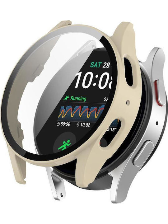 Samsung Galaxy Watch 7 40mm Tempered Film Integrated Waterproof Pc Watch Protective Cover Ivory