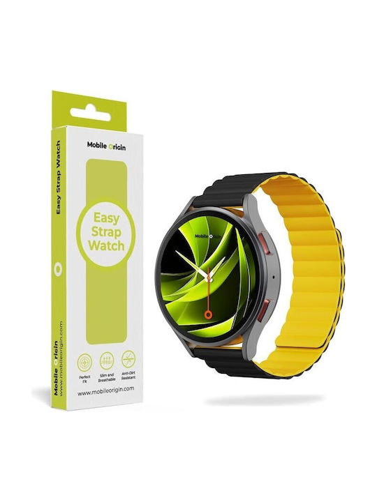 Mobile Origin Easy Strap Magnetic Watch 22mm Black Yellow Mo-esm22-blk-ylw