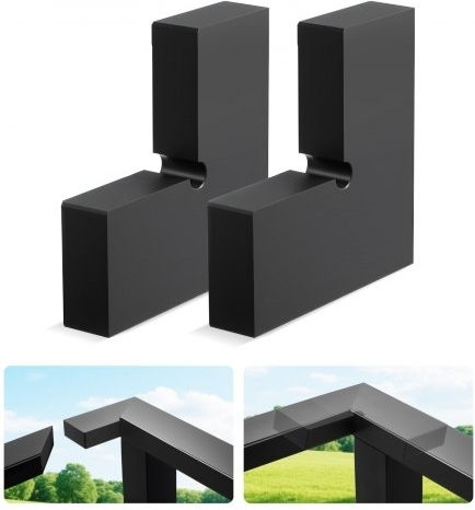 Vevor 2 Pack Corner Handrail Connectors Handrail Extension Accessories Stair Handrail Pom Connectors Handrail Rectangular Cable Handrail Cable Handrail System Outdoor Black Matte Ht-05