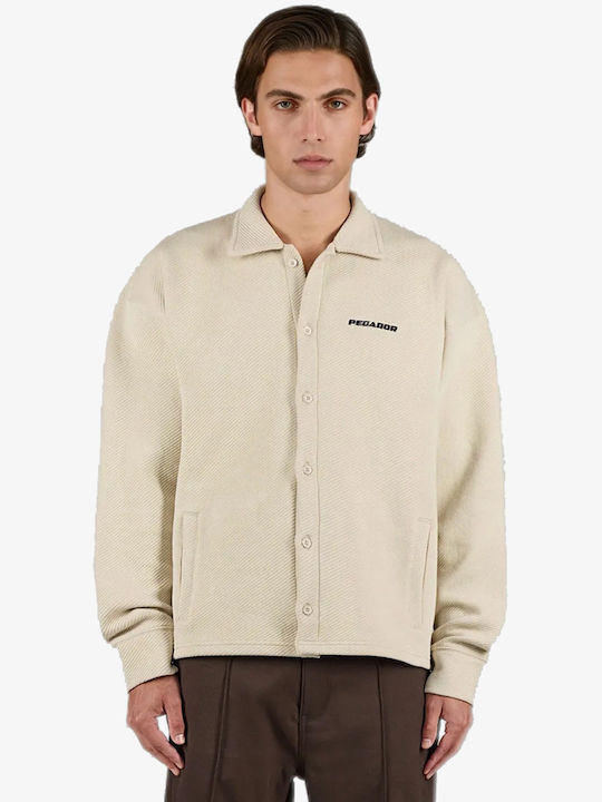 Дълъг Ръкав Overshirt с Прекалено Голяма Линия Бежов