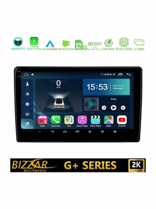 Bizzar Auto-Audiosystem für Fiat Panda 2003-2012 (Bluetooth/USB/WiFi/GPS/Apple-Carplay/Android-Auto) mit Touchscreen 9"