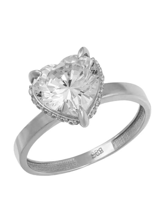 Damen Ring mit Zirkonia aus Weißgold 14K