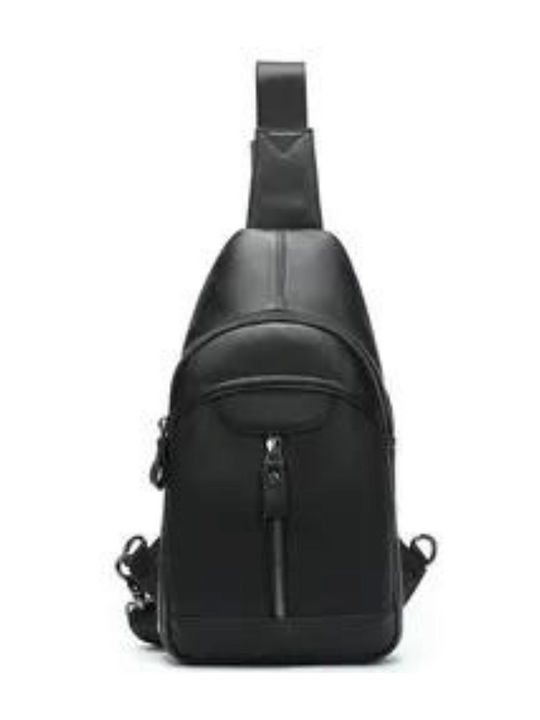 Leder Herrentasche Schulter / Crossbody Schwarz