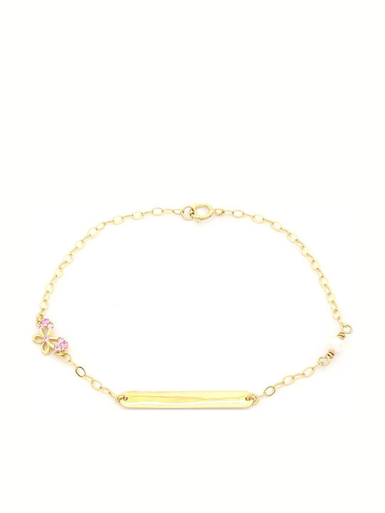 Kids Bracelet ID from Gold 9K with Butterfly