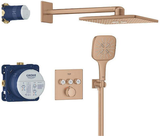 Grohe Built-in Mixer, Phone & Shower Head Set for Shower 3 Exits Silver