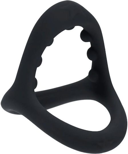 Soft Bead Grip Silicone Cock Ball Ring Black