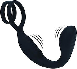 Vibrating Silicone Prostate Stimulator Cock Ball Ring Black