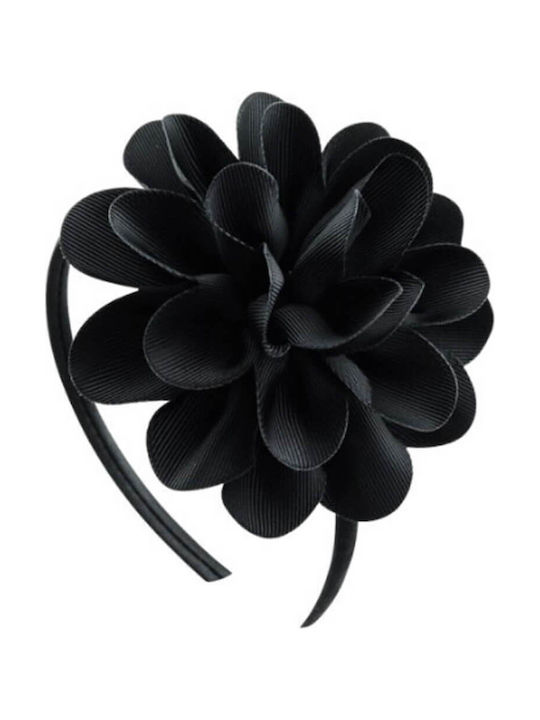 Kinder Haarband mit Blume Schwarz 1Stück