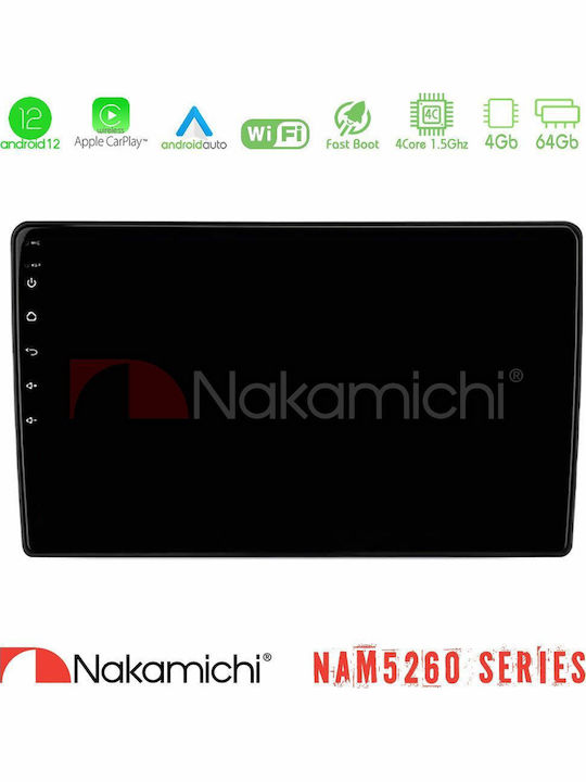 Nakamichi Auto-Audiosystem für Fiat Panda 2003-2012 (Bluetooth/USB/AUX/WiFi/GPS/Apple-Carplay/Android-Auto) mit Touchscreen 9"