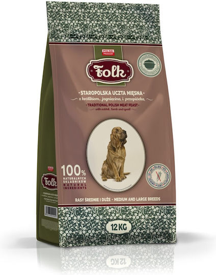 Dog Food 12kg Hrană Uscată fără Cereale pentru Câini Adulţi de Rase Medii & Mari cu Carne, Iepure, Urechiat, Miel și Prepeliță