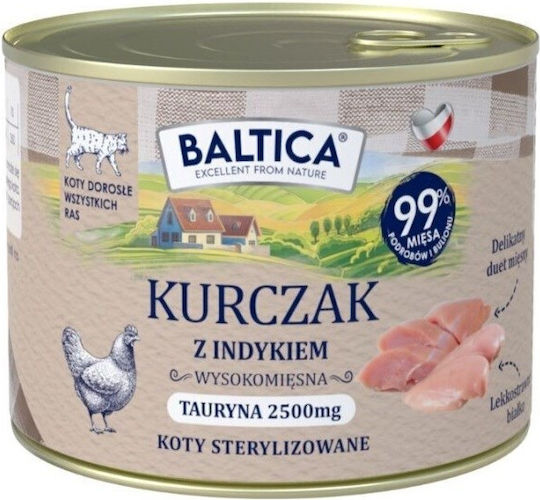 Baltica Wet Food for Adult Cats with Chicken and Turkey Grain-Free 185gr