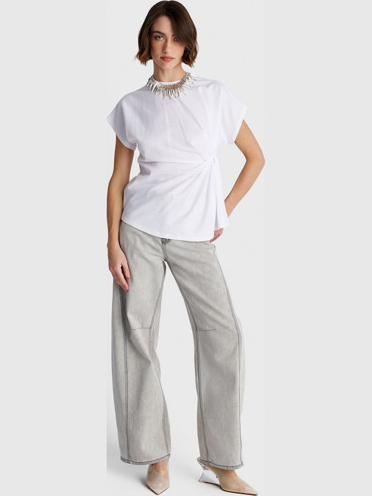 Women's Blouse Short Sleeve White