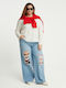 Women's Jean Trousers with Rips in Relaxed Fit Gin