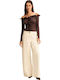 Women's Fabric Trousers Beige