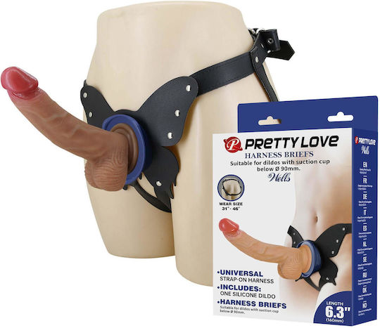Pretty Love Wells Chiloți Cu Harnașament Dildo Siliconic 16 cm