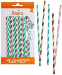 Colored Striped Straws Ø6mm 21cm X80
