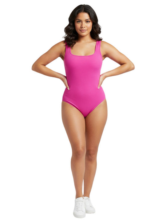 Women's Basic Casual Training Shaping Spaghetti Strap Bodysuit Pink L