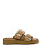 Women's Flat Sandals Flatforms in Tabac Brown Color