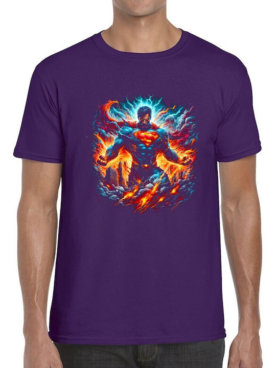 Pop Kultur Bedrucktes T-shirt Superman Elemental Fury Lila
