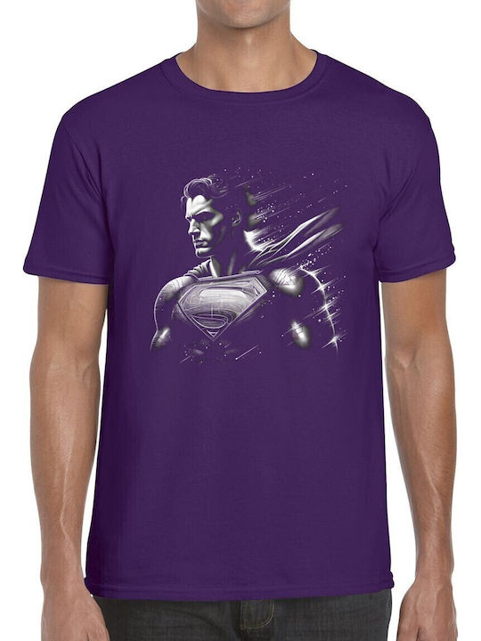 T-shirt Superman Geschwindigkeit Blur Monochromatisch Bedruckte Blusen Pop Culture Lila