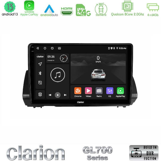 Clarion Car Audio System for Renault Logan Dacia Sandero / Logan / Jogger 2022-2023 (Bluetooth/USB/WiFi/GPS/Apple-Carplay/Android-Auto) with Touch Screen 9"