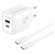Foneng Φορτιστής GaN με Θύρα USB-A και Θύρα USB-C και Καλώδιο USB-C - USB-C 45W Power Delivery Λευκός (EU67)