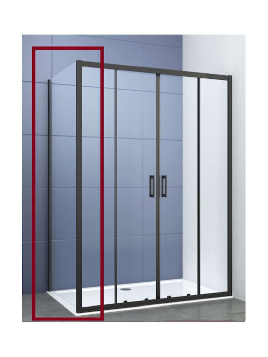 Bronze Art Fixed Side for Shower 80x195cm Clear Glass Black